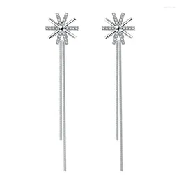 Dangle Earrings Fashionable Silver-plated South Korea's Sunshine Jewellery Flower Women's Mid-length Ear Wire For Women