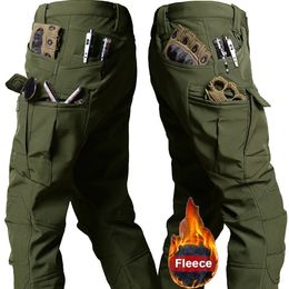 Winter Pants Men Outdoor Windproof Waterproof Thick Tactical Trousers Softshell Fleece Military Warm Multipocket Work Camo 4XL 240106