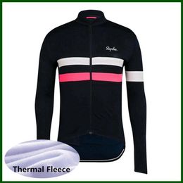 Pro Team RAPHA Cycling Jersey Mens Winter Thermal Fleece Long Sleeve Mtb Bike Shirt Bicycle Tops Racing Clothing Outdoor Sportswea277W