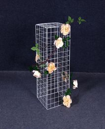 new grid road lead flower frame wrought iron geometric balloon road lead column party decorative flower stand wedding decor backgr5187262