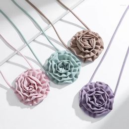 Pendant Necklaces Exquisite Light Colourful Yarn Flower Accessories For Women Romantic Charm Jewellery Elegant Necklace Exaggerated Neck