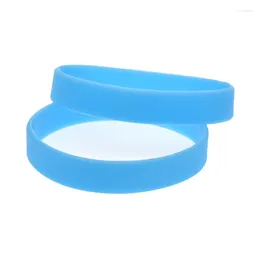 Charm Bracelets 1 Pcs Blue Plain Band Glow In Dark Silicone Wristband 1/2 Inch Wide Bangle Youth Size