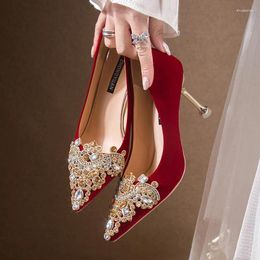 Dress Shoes Wedding Bridal Red High Heels Summer Women's 2024 Style Not Tired Feet Toast