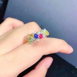 Band Rings Gemicro Natural Sapphire Ring 925 Sterling Silver Lowest Price Women's King Cluster Party JewelryL240105