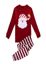 Red Santa Baby Girls Pyjamas Clothes Suits 100 Cotton Christmas Children Pyjamas Set 27 Years Sleepwear Boys Tee Tops Trouser 212647737