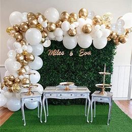 White Balloon Garland Arch Kit Gold Confetti Balloons 98 PCS Artificial Palm Leaves 6 PCS Wedding Birthday Decorations 2203212168