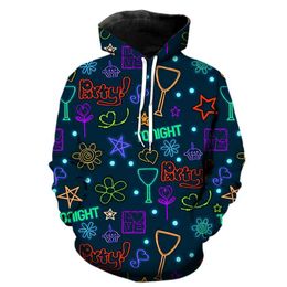 Men's Hoodies Sweatshirts Cartoon Bar Lighting Men's Hoodies Funny Sweatshirts With Hood Jackets 2022 Hot Sale Oversized 3D Printed Teens Casual Spring