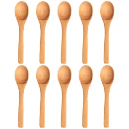 Spoons 1/10Pcs Small Bamboo Honey Spoon Mini Nature Teaspoon Cooking Condiments For Kitchen Dessert