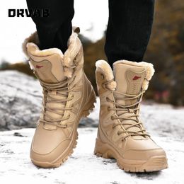 PLUS SIZE 36-46 Military Boots Leather Combat Boots for Men and Woman Fur Plush Winter Snow Boots Outdoor Army Bots Army Shoes 240106