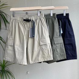Men's Shorts Summer Casual With Belts Retro Drawstring Workwear Nylon Waterproof Trousers Knee Length Pants MA838