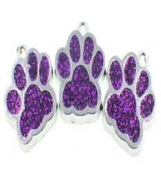 Whole 50pcslot Bling dog bear paw print hang pendant charms fit for diy keychains necklace fashion jewelrys2963667