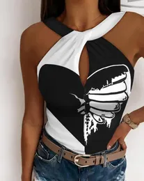 Women's Tanks Harajuku Fashion Summer Vest Tank Colorblock Keyhole Neck Top Casual Sexy Butterfly Print Slim Sleeveless Tops