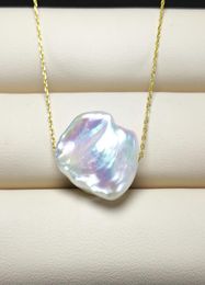 100 натуральный жемчуг в стиле барокко, ожерелье S925, серебряный кулон, пуговица, жемчужное ожерелье для женщин, модные украшения, подарок «сделай сам», свадебный подарок4424773