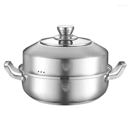 Double Boilers 304 Stainless Steel Steamer 1 Layer Thickened Compound Bottom Soup Pot Household Single Induction Cooker