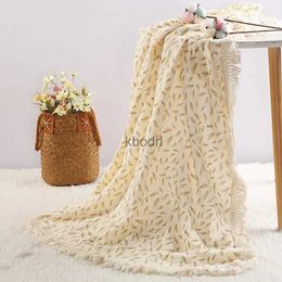 Bath Towel children's fringe edge printed cotton hugging blanket Baby bath towel baby blanket stroller cover blanket summer cool quilt YQ240106