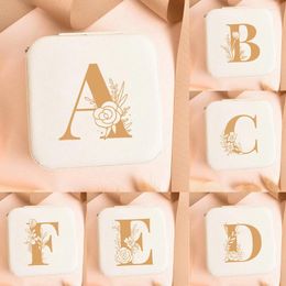 Jewellery Pouches A-Z Alphabet Flowers Fashion Portable Box Organiser Earring Necklace Holder Ring Display Show Boxes Travel Wedding Gift