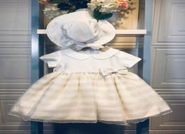 newborn baby Girls Dresses Summer Kids Girl birthday princess Dress with hat Sweet Children party Clothing 624 months6595960