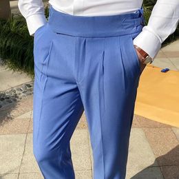 Men's Suits Fashion British Gentlemen Business Casual Slim Fit Pants Men Dress Solid All Match Formal Wear Office Trousers 1 Piece