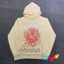 Mens Hoodies Sweatshirts Khaki Young Thug Spider Hoodie Men Women 1 White Foam Print Red Cobweb Sp5der Hip Hop 555555 Pullovers Sweats 4AWR