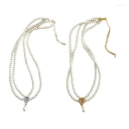 Chains Double Layer Necklace Elegant Pendant Fashionable Beads Necklaces Dropship