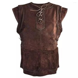 Men's Vests Mediaeval Style Vest Renaissance Sleeveless Waistcoat Vintage Bandage Design Acrylic Fabric Casual And Comfortable