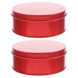 Storage Bottles 2 Pcs Mini Tinplate Box Bread Container Christmas Biscuit Tins Containers With Lids