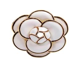 Designer Camellia Brooches High Quality Enamel Flower Brooches Multilayer Petals Pins Fahsion Jewelry Gifts for Men Women White B3283159