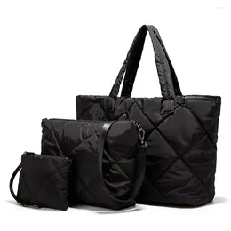 Duffel Bags 3Pcs Travel Tote Bag Large Capacity Handbag Oxford Cloth Multifunctional Unisex Quilted Simple With Matching Clutch Set