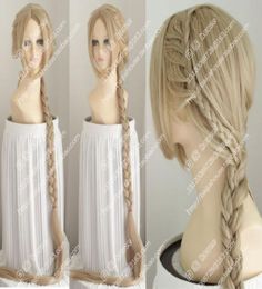 Rapunzel COS Wig Tangled The Video Game Long Braid Cosplay Wig Hair 110CMgtgtgtgtgt New High Quality Fashio2186688