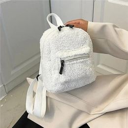School Bags Mini Women's Backpacks Trend 2024 Plush Female Bag Solid Small Feminina Backpack For Teen Girls Knapsack