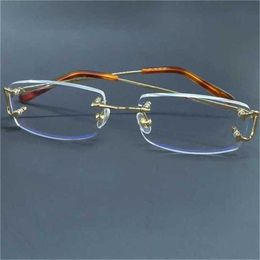 22% OFF Sunglasses Designer Eyeglasses Frame Rimless Men And Women Rectangle Transparent Clear Eye Glasses Carter Prescription EyewearKajia New