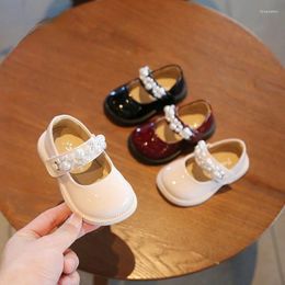 First Walkers Children Fashion Pearl Leather Shoes Baby Girls Soft Bottom Party Princess Kids Non-slip Casual Flats Infant