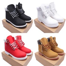 Land Designer Boots Rubber Platform Men Boot Wooden Ankle Shoes Wheat White Blue Black Red Martin