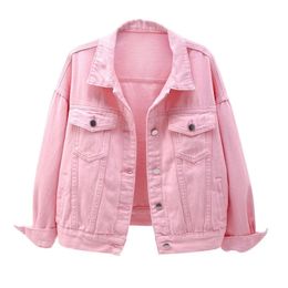 Women's Denim Jacket Spring Autumn Short Coat Pink Jean Jackets Casual Tops Purple Yellow White Loose Lady Outerwear 240105
