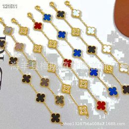 Classic Van Jewelry Accessories Four Leaf Grass Five Flower Bracelet Female Thick Gold Plated 18k Rose Natural White Fritillaria Red Jade Chalcedony Black Agate Pri