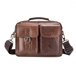 Briefcases Genuine Leather Male's Crossbody Bag Casual Business Satchels Men's Messenger Large Capacity Shoulder Male Laptop Bags