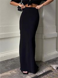 Tossy Fashion For Women Black Long Skirts High Waist Slim Seamless Elegant Ladies Gown Casual Summer Female Maxi Skirts 240105