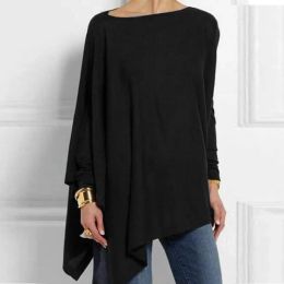 Cotton Irregular Women Blouses Shirt 2022 Autumn Female Solid Pullover Tops Casual O Neck Long Sleeve Blouse Ladies Tunic