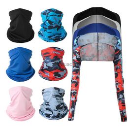 Arm Leg Warmers Protective Gear Ultra-thin Shawl Sleeve Ice Silk Long Glove Breathable Sun Protection Anti UV Hand Cover Outdoor Sport Bandana Set YQ240106