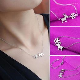 Pendant Necklaces Simple Stylish Style Sterling Silver Fashion Christmas Jewellery Deer Snowflake Necklace For Women Girl Gift