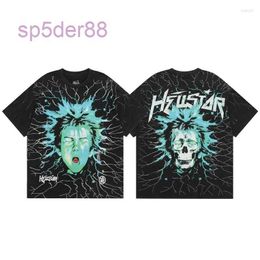 Mens t Shirts Hellstar Shirt Electric Kid Short Sleeve Tee Washed Do Old Black Hell Star Tshirt Men Women Clothing Xosctjha