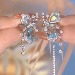 Backs Earrings Mint Dream Butterfly-Nimble Light Luxury Butterfly Asymmetric Earbone Clip No Earhole Sweet Girl Elf