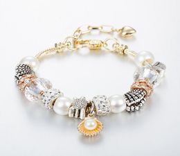 Lobster buckle DIY Strands bracelet 18cm5cm shell pearl starfish multicolor crystal glaze beads color jewelry8422314
