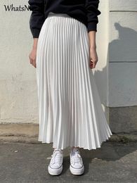 T-Shirt New Korean Fashion Woman Skirts Womens Casual Sexy Female Girls Pleated Skirt Ol Office Lady Wear Long Black Skirt Dropshipping