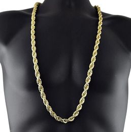 8mm Thick 76cm Long Solid Rope ed Chain 24K Gold Silver Plated Hiphop ed Chain Necklace For mens2882486