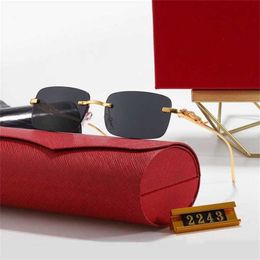 12% OFF Wholesale of Small frame frameless square for men and women head metal sunglasses glasses Leopard 2243