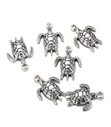 100pcslot 2317mm antique silver Alloy Turtle charms Pendant for Jewellery Making Metal Animal Pendant for DIY Findings8854947