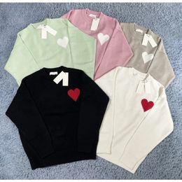Winter Fashion Sweater Men Women Round Neck Casual Sweaters Pullover Loose A Letter Heart Jacquard Knitted Top Unisex Jumpers 240105