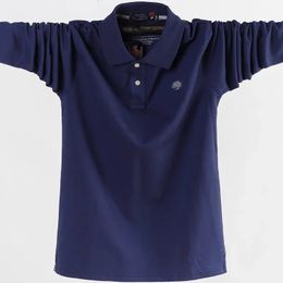 Men Polo Shirt Men's Business Work Casual Cotton Male Top Tees Autumn Long Sleeve Turn-down Collar Polo Shirts Plus Size 5XL 6XL 240106
