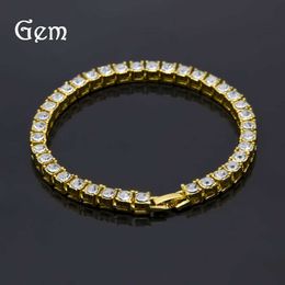 Designer Hip Hop Jewellery Full Diamond 5mm Tennis Chain a Row of Bracelets Men's Fashion Trend Hand Accessories